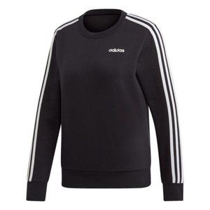 Adidas Women's 3 Stripe CrewNeck Sweatshirt- Black